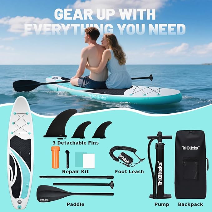 10' Inflatable Stand Up Paddle Board, Ultra-Light Wide Yoga Board for All Skill Levels with Premium SUP Paddleboard Accessories, 84L Waterproof Bag, Non-Slip Comfort Deck for Youth & Adults-StrideForce Fitness