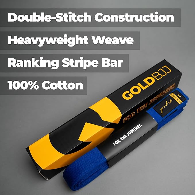 Gold BJJ Jiu Jitsu Belt - Premium Belts with Rank Bar for Stripes - IBJJF Competition Approved-StrideForce Fitness