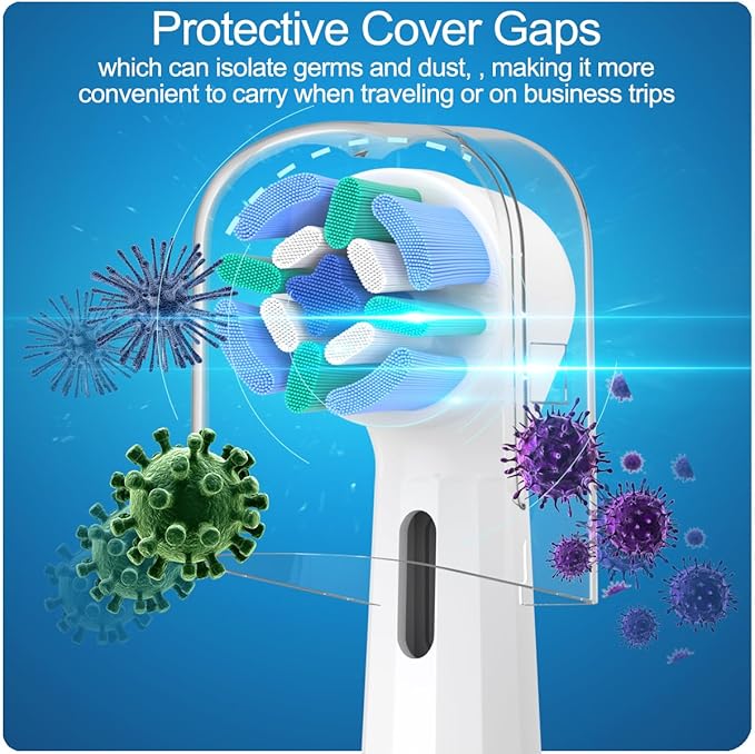 8 Pack Replacement Toothbrush Heads Compatible with Oral B iO, Brush Heads for Oral-B iO 2/3/4/5/6/7/8/9/10/7G Series, with Covers, White