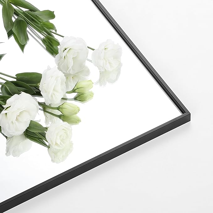 60x30 Inch Bathroom Mirror for Wall, Aluminum Frame Rectangle Rectangular Vanity Mirror, Modern Large for Bedroom, Living Room, Horizontal or Vertical, Black-StrideForce Fitness