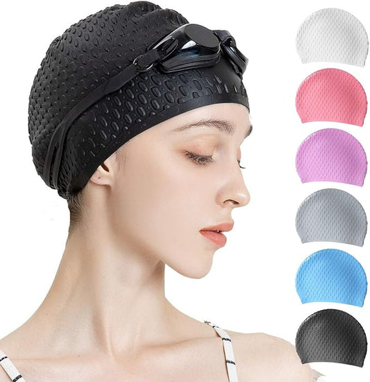Tripsky Silicone Swim Cap,Comfortable Bathing Cap Ideal for Curly Short Medium Long Hair, Swimming Cap for Women and Men, Shower Caps Keep Hairstyle Unchanged…-StrideForce Fitness