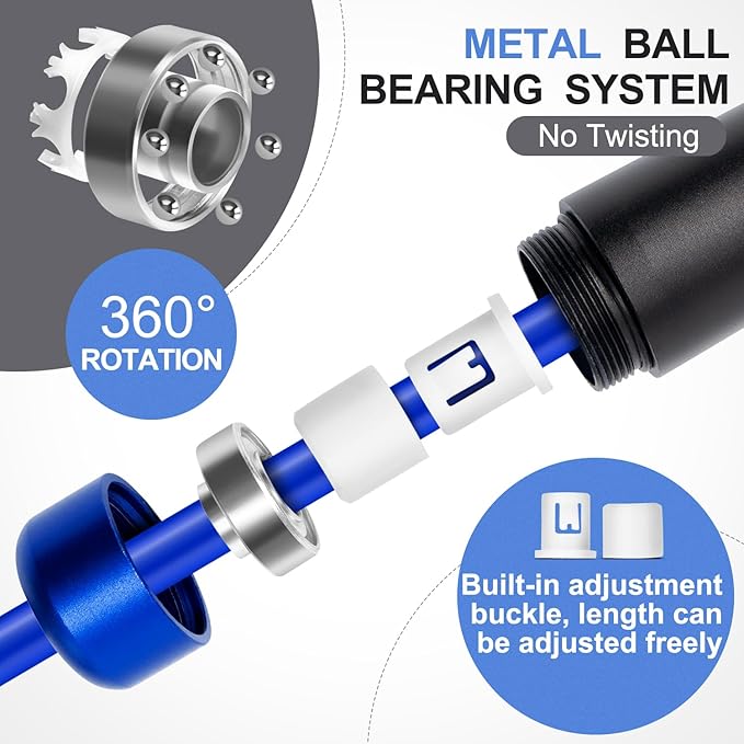 1LB Weighted Jump Ropes for fitness Women Men, Aluminum Handles for MMA, Boxing, CrossFit, Weight-loss Workouts, Tangle-Free Ball Bearing Rapid Speed Skipping Jump Rope with Adjustable 9mm Cotton & PVC Cord-StrideForce Fitness