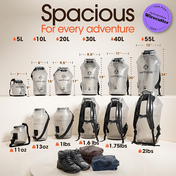 Earth Pak Waterproof Dry Bag - Roll Top Waterproof Backpack Sack Keeps Gear Dry for Kayak with Waterproof Phone Case-StrideForce Fitness