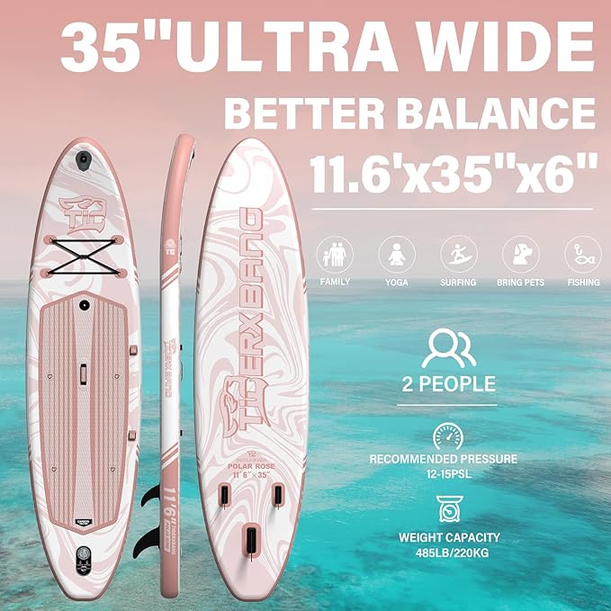 11'6"/11'/10' Inflatable Paddle Board with Complete Accessories, Versatile Premium Paddle Boards for Adults/Youth, Stand Up Paddle Board Polar/Wave/Sunny Wave Collection-StrideForce Fitness