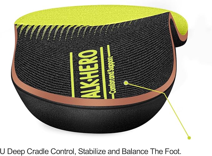 Plantar Fasciitis Feet Insoles Arch Supports Orthotics Inserts Relieve Flat Feet, High Arch, Foot Pain Lime Yellow-StrideForce Fitness