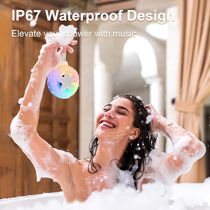 EBODA Bluetooth Shower Speaker, IP67 Waterproof Portable Speakers, Floating, TF Card, Small Outdoor Speaker with LED Light, True Wireless Stereo for Bike, Beach, Paddle Board, Kayak, Pool, Gifts-StrideForce Fitness