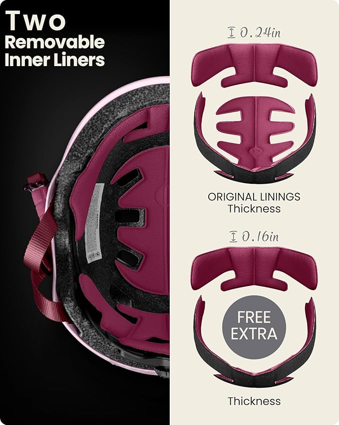 OutdoorMaster Skateboard Cycling Helmet - Two Removable Liners Ventilation Multi-Sport Scooter Roller Skate Inline Skating Rollerblading for Kids, Youth & Adults-StrideForce Fitness