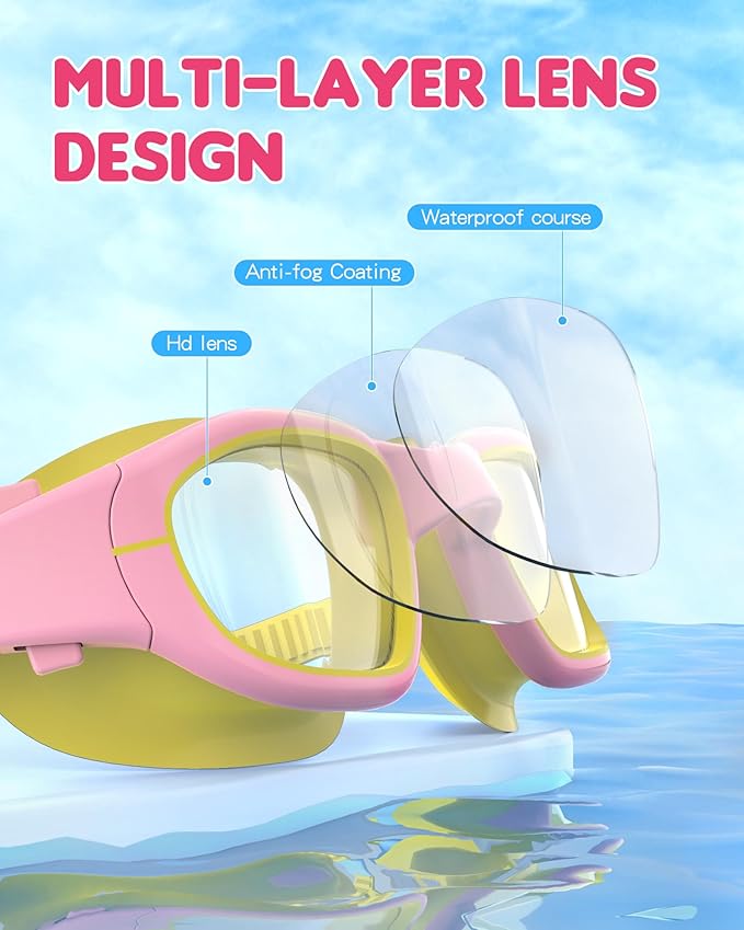 Kids Swim Goggles,Swimming Goggles for Kids 6-14, Anti-Fog UV Protection Pool Glasses for Boys Girls-StrideForce Fitness