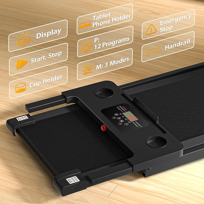 Portable Foldable Treadmills for Home, Small Folding Treadmill for Home Office with 300 LBS Capacity, Walking Running Exercise Electric Compact Treadmill with LED Display-StrideForce Fitness