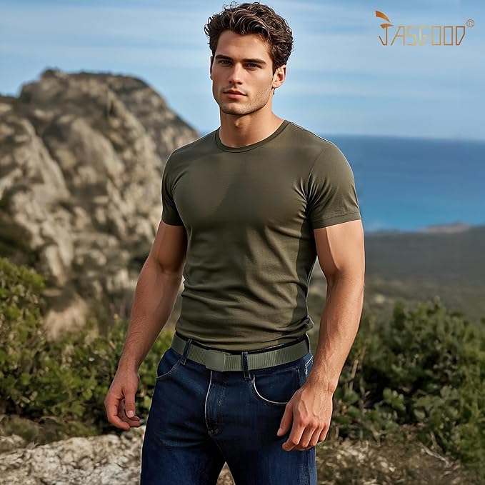 JASGOOD Nylon Canvas Breathable Military Tactical Men Waist Belt With Plastic Buckle-StrideForce Fitness