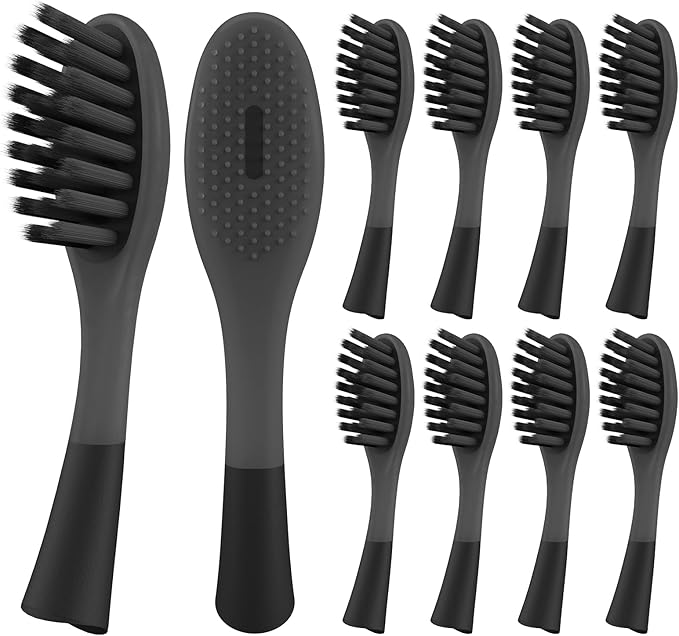 Replacement Toothbrush Heads Compatible with Colgate Keep Charcoal - Soft Brush Heads Compatible with Colgate Keep Manual Toothbrush for Adults, 10 Pack