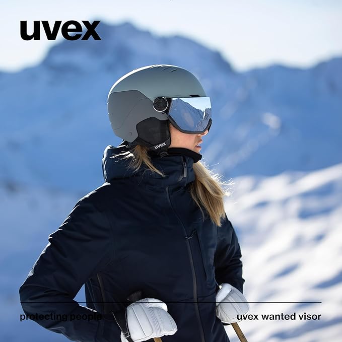 uvex Wanted Visor ski Helmet for Women & Men - Adjustable Helmet with Integrated Visor-StrideForce Fitness