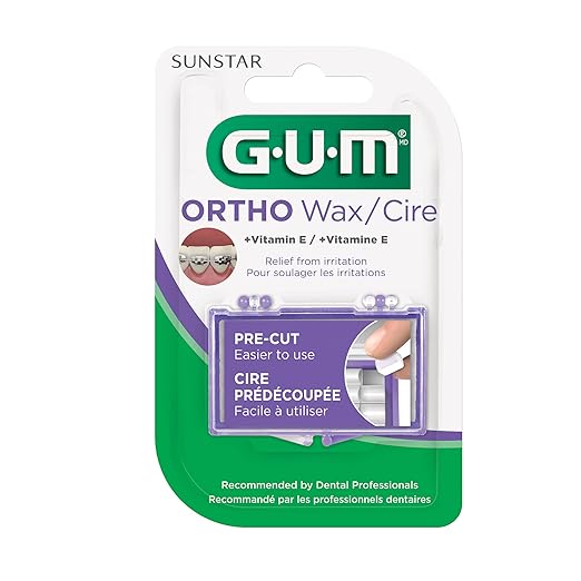 GUM Orthodontic Wax for Braces and Dental Devices - Soothing Dental Wax with Vitamin E and Aloe Vera - Clear Color - Unflavored (Pack of 1)