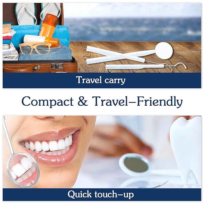 3 Pieces Dental Tools Set, Professional Disposable Plastic Dental Hygiene Cleaning Kit, including Dental Mirror, Probe for Oral Care Orthodontic Supplies
