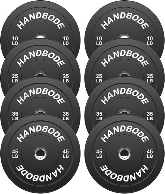 Colored Bumper Weight Plates Olympic Weight Plate Set 2-Inch, 10/15/20/25/35/45/55 lb Barbell Weight Plates Set for Home Gym, Rubber Strength Training Weights Plates for Weight Lifting-StrideForce Fitness