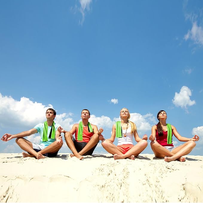 Biange Cooling Towel (Pack of 20, 40"x12") with Pouches for Sports, Workout, Fitness, Gym, Yoga, Golf, Pilates, Travel, Camping & More-StrideForce Fitness