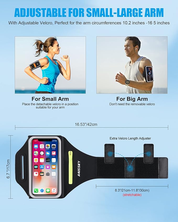 Running Armband [3D Design] with Key Pouch, Running Phone Holder for iPhone 16 15 14 13 12 11 Pro Max Plus, Samsung S25 S24 S23 S22 [Up to 6.9 Inch], Gym Workouts Sports Arm Band with Card Holder-StrideForce Fitness