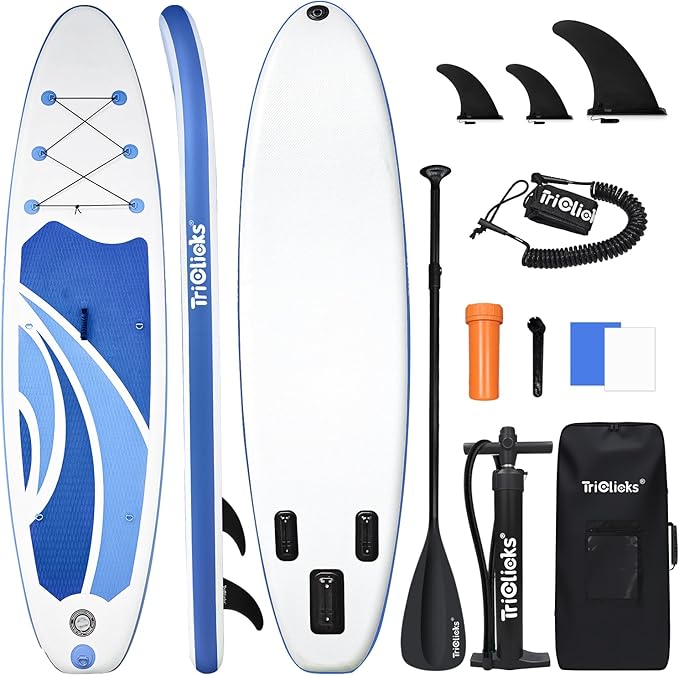 10' Inflatable Stand Up Paddle Board, Ultra-Light Wide Yoga Board for All Skill Levels with Premium SUP Paddleboard Accessories, 84L Waterproof Bag, Non-Slip Comfort Deck for Youth & Adults-StrideForce Fitness