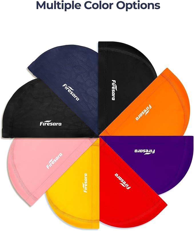 Firesara Fabric Swim Cap, High Elasticity Swimming Cap Keeps Hair Clean Breathable Fit Both Long Hair Short Hair, Swim Caps Woman Girls Men Kids One Size Hat-StrideForce Fitness