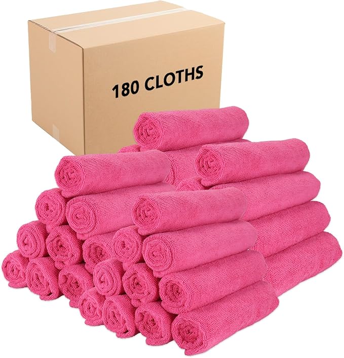 Arkwright Microfiber Gym Towel - Bulk Case of 180 - Super Soft, Quick Dry Workout Sweat Towels, 300 GSM Lightweight & Absorbent for Sports, Working Out, Yoga, and Spa, 16 x 27 in, Hot Pink-StrideForce Fitness