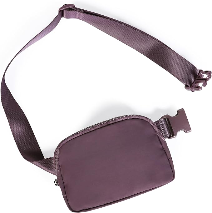 ODODOS Unisex Mini Belt Bag with Adjustable Strap Small Fanny Pack for Workout Running Traveling Hiking, Plum-StrideForce Fitness
