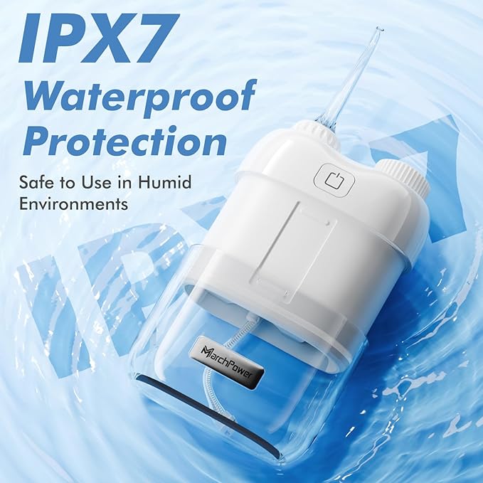 Portable Water Flosser for Travel, Mini Water Flosser with 3 Cleaning Modes, Foldable Water Tank, Long Battery Life & IPX7 Waterproof, Ideal for Orthodontic Patients and Braces Wearers