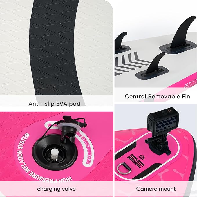 Inflatable Paddle Board,Stand Up Paddle Board Set, Extra Wide SUP Board with Removable Fin, Floating Paddle, Hand Pump, Waterproof Phone Pouch,Traveling Board-StrideForce Fitness