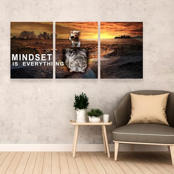 Inspirational Entrepreneur Quotes Office Wall Decor - 3 Pieces Wall Art for Living Room & Bedroom (36" W x 16''H)-StrideForce Fitness
