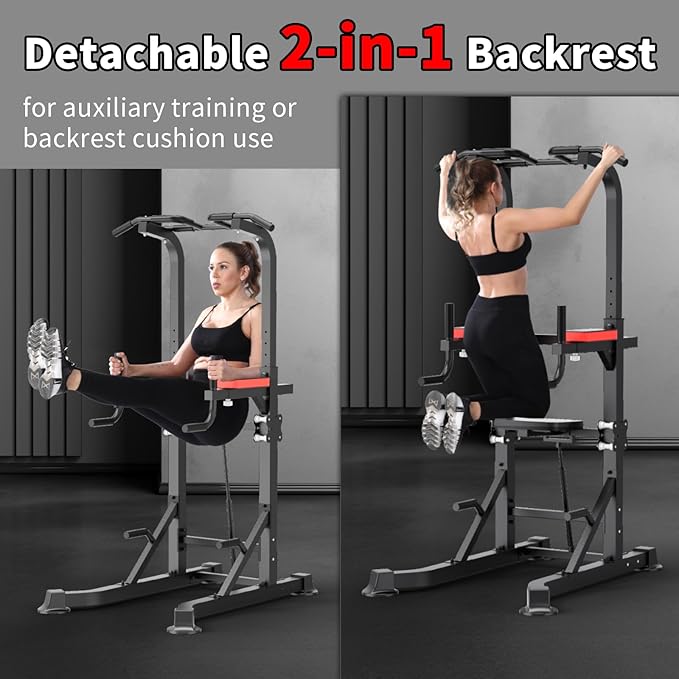 K KiNGKANG Power Tower Dip Station, Multi-Function Assistive Trainer Pull Up for Home Gym Muscle Building and Beginner Exercises,Load 450LBS-StrideForce Fitness