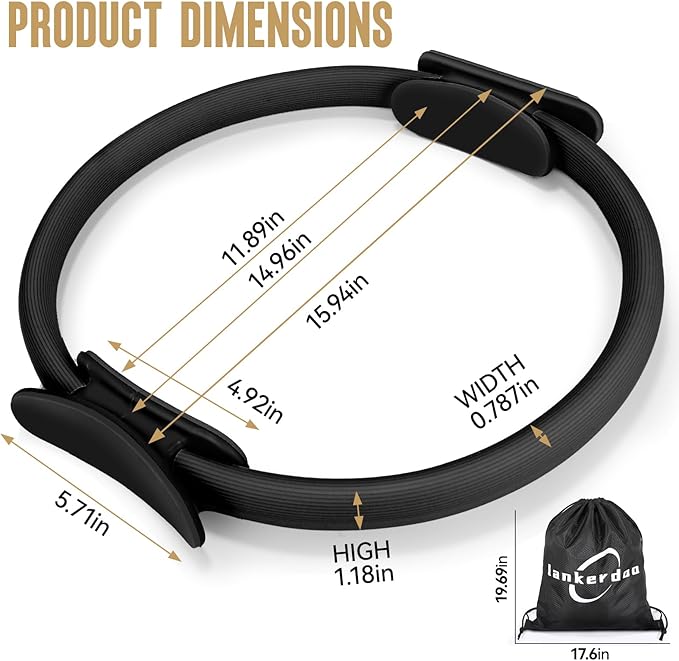 Pilates Ring Fitness Circle 14" Yoga Rings Magic Circle with Dual Padded Handles for Toning Arms, Thighs/Legs & Core，Home Exercise Equipment ﻿-StrideForce Fitness