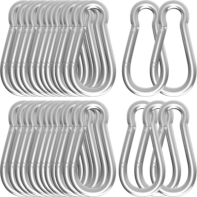 Carabiners Clip Spring Snap Hook,Heavy Duty Galvanized Steel(10&120PcsM6,50PCSM8&30PCSM10) Carabiner,Safety Quick Links Snap Hooks,Spring Clips for Swing Hammock Camping Keychain Outdoor-StrideForce Fitness