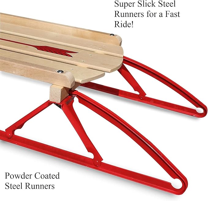Flexible Flyer Metal Runner Sled. Steel & Wood Steering Snow Slider-StrideForce Fitness