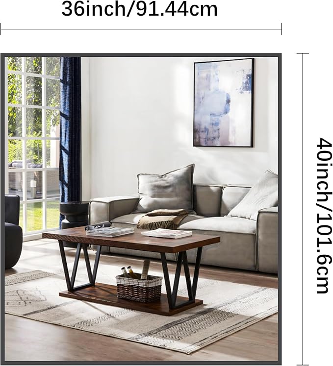 Bathroom Mirror,36x40 inch Wall Mirror for Bathroom Wall Mounted Black Rectangle Square Corner Mirrors, Black Bathroom Mirror for Living Room, Farmhouse, Bedroom Entryway, Horizontal/Vertical-StrideForce Fitness