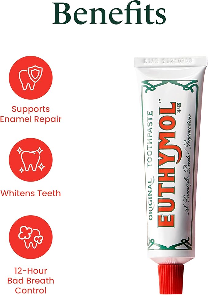 EUTHYMOL Original Toothpaste Travel Set (1.4fl oz*3, Pack of 3) - Gift Set, Stocking Stuffers. Fluoride-Free for Sensitive Teeth & Gum. Bad Breath, Cavity Prevention, 12h Long Lasting Freshness