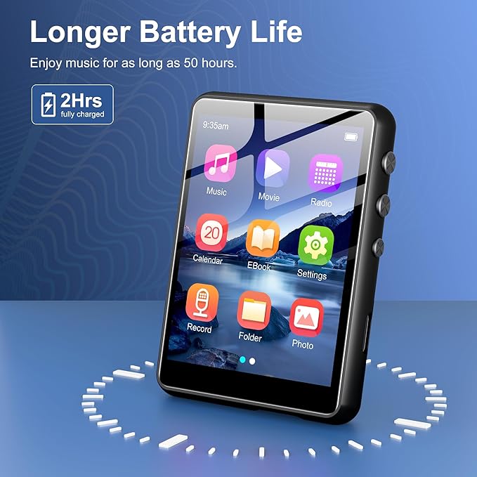 128GB MP3 Player with Bluetooth 5.3 Black, SWOFY M4 Music Player with 2.4" Touch Screen, HD Speaker FM Radio, Recording Support up 128GB-StrideForce Fitness