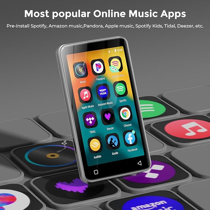 innioasis 80GB MP3 Player with Bluetooth and WiFi, MP3 Player for Kids with Spotify, Spotify Kids, Pandora, Audible, 4.0" Touch Screen Music Player with Parental Controls, Up to 1TB (White+ Silver)-StrideForce Fitness