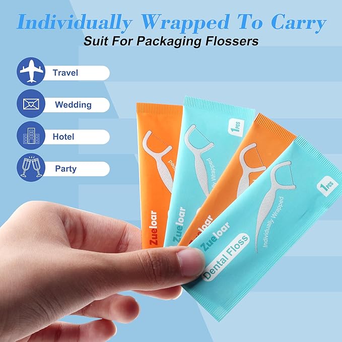 Individually Wrapped Dental Floss Picks, Floss Singles Case,100 Count Tooth Flossers for Travel Hotel Restaurant Party Office Car, Oral Care and Clean Teeth for Adults Kids (100)