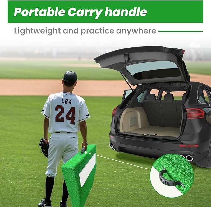 4" Pitching Mound, Baseball Pitcher's Mound with Carry Handle and Regulation Pitching Rubber, Baseball Pitching Training Equipment 30x30x4 Inch for Indoor and Outdoor-StrideForce Fitness
