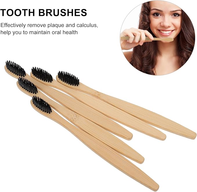 10Pcs Natural Toothbrushes for Adults Flexible Soft Bristles Ergonomic Handle Biodegradable Oral Care for Home Use