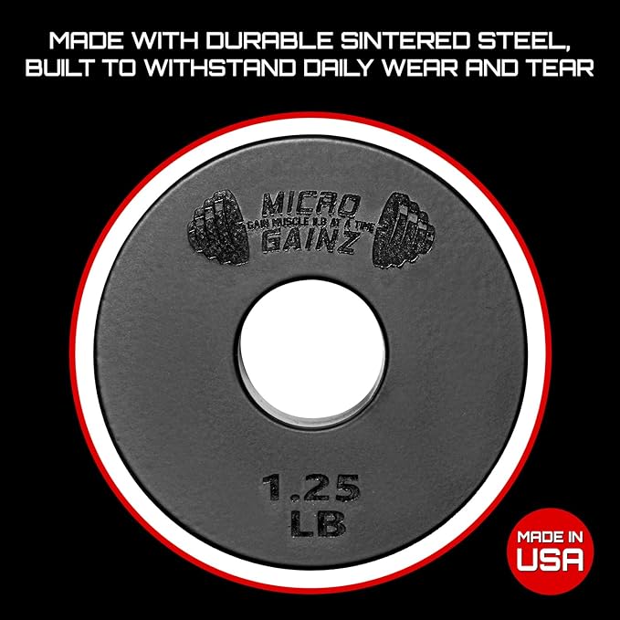 Micro Gainz Standard 1-Inch Center Hole Weight Plates, Set of 2 Black Fractional Plates Choose Set (.25LB-1.25LB), Designed for Standard 1-inch Barbells & Dumbbells, Made In USA-StrideForce Fitness