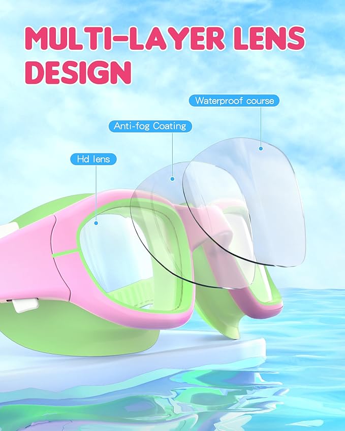 Kids Swim Goggles,Swimming Goggles for Kids 6-14, Anti-Fog UV Protection Pool Glasses for Boys Girls-StrideForce Fitness