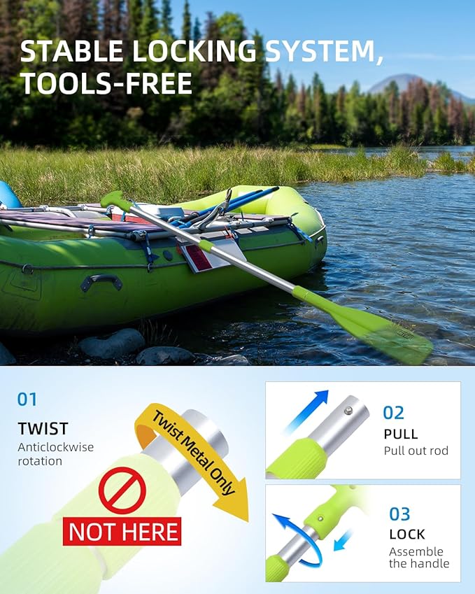 OCEANBROAD Telescoping Emergency Paddle 21''-42''（Assembling Required）/26''-54'' Aluminium Shaft for Kayaking Boating Canoeing River Tubing-StrideForce Fitness