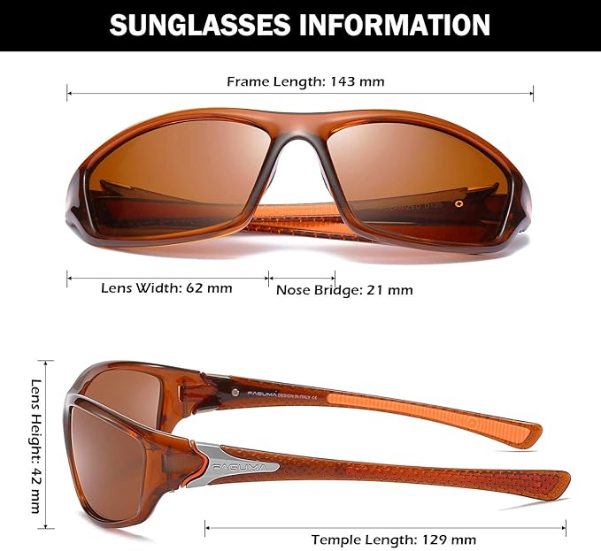 FAGUMA Sports Polarized Sunglasses For Men Cycling Driving Fishing UV400 Protection-StrideForce Fitness
