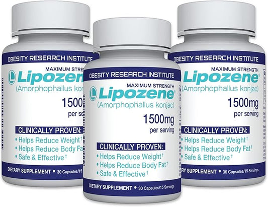 Lipozene Diet Pills - Weight Loss Supplement - Suppresses Appetite- Three Bottles of 90 Capsules in Total-StrideForce Fitness