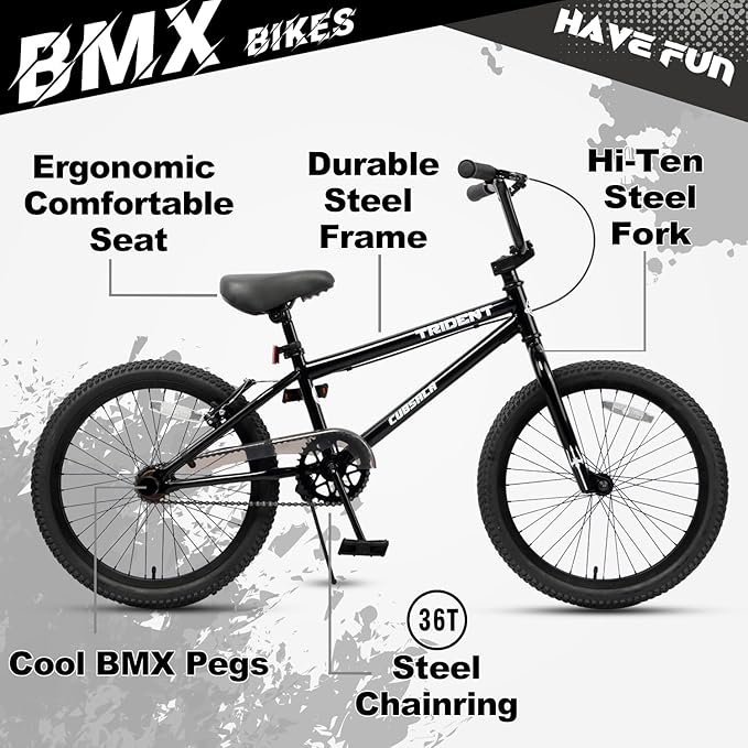20 24 26 Inch BMX Race Bike Trident Bicycles Beginner-Level to Advanced Riders with 2 Pegs, Multiple Colors-StrideForce Fitness
