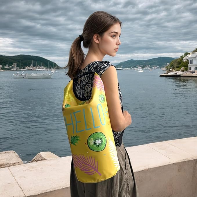 Dry Bag Waterproof,10L Roll Top Backpack Floating Dry Bag for Kayaking Boating Swimming Hiking Camping Outdoor Activities,Yellow Pineapple-StrideForce Fitness
