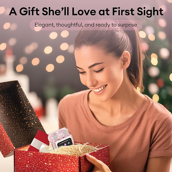 PAXA Stylish Open Ear Clip On Earbuds with Removable Butterfly Earring, Clip On Headphones with LCD Touch Screen, Fashionables Open Ear Headphones for Women, Butterfly Earring Rose Gold Earbuds-StrideForce Fitness