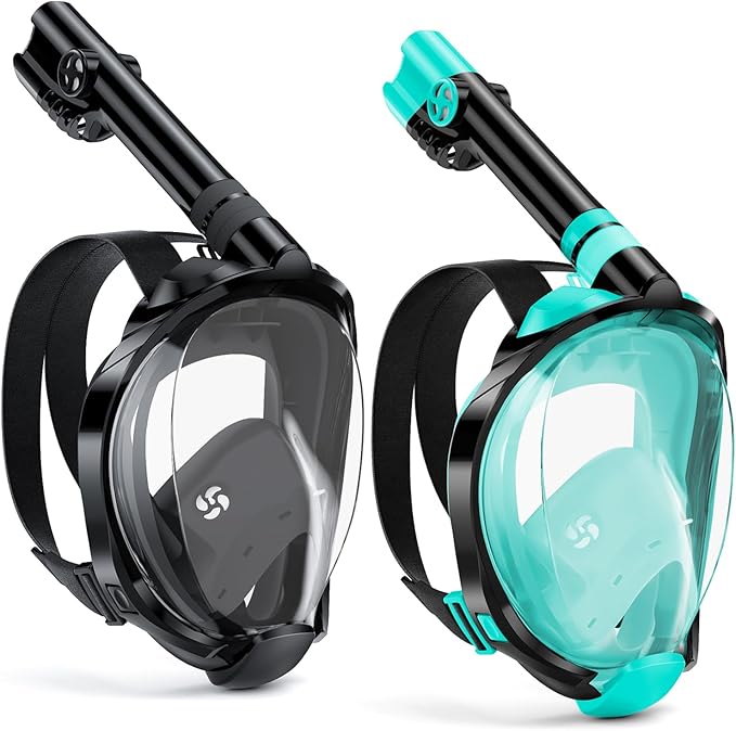 W WSTOO Full Face Snorkel Mask Adults,Suitable for Beginners Dry Top Snorkeling Gear,Can Your Mouth or Nose to Breathe,180 Degrees Panoramic View,Anti-Fog Anti-Leak,Summer Travel and Vacationing Gifts-StrideForce Fitness