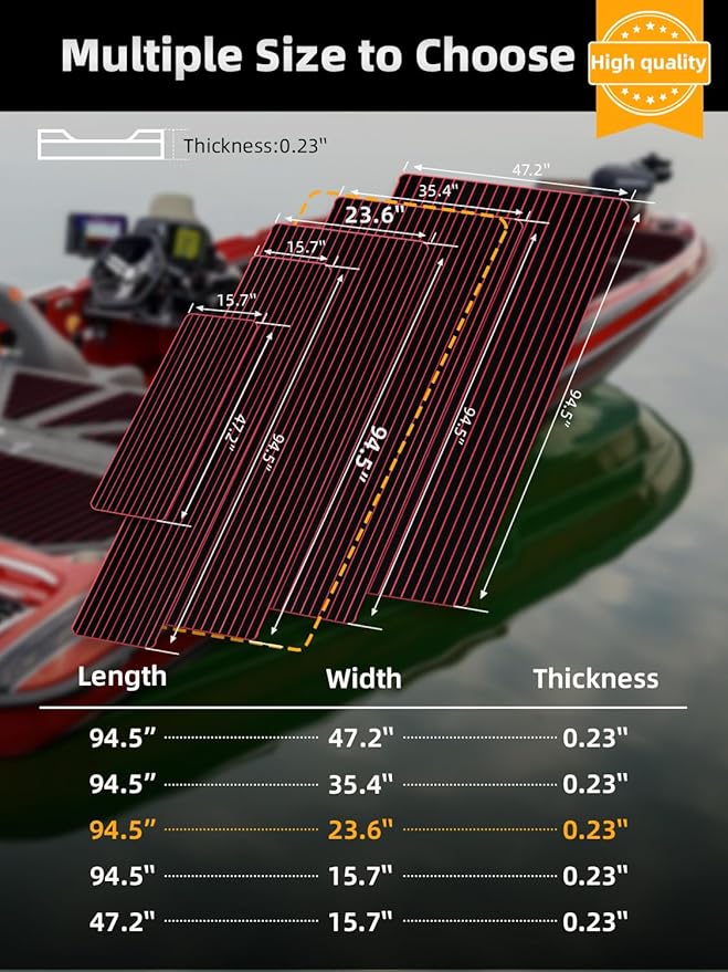FOCEAN Boat Flooring EVA Foam Boat Decking Faux Teak Marine Flooring Boat Mat Boat Carpet Sheet for Motorboat RV Yacht Kayak Surfboard, 94.5"x 47.2"/35.4"/23.6"/15.7"-StrideForce Fitness