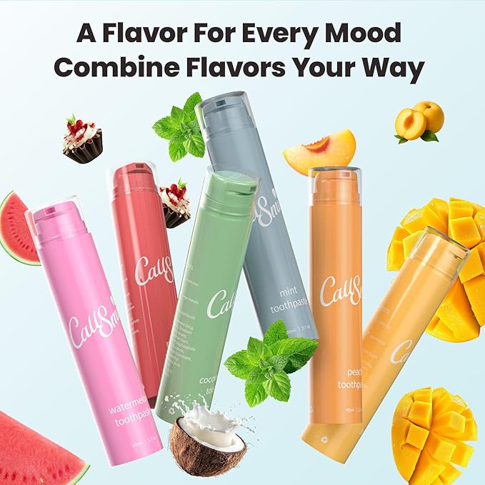 CALLSMILE Fluoride-Free Toothpaste, Easy-Press Pump, 60g - Fruity Flavors, No SLS, Non-Toxic, No Sweeteners, for Adults & Kids, Gentle for Sensitive Teeth, Mint-Flavored, Valentine's Day Gifts